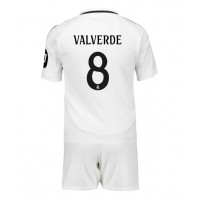 Camisa de Futebol Real Madrid Federico Valverde #8 Equipamento Principal Infantil 2024-25 Manga Curta (+ Calças curtas)